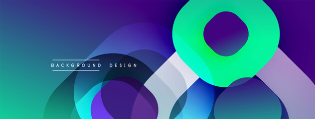 Aufkleber - Abstract fluid shapes overlap, creating vibrant color gradients. Blue, purple, green hues dominate design. Modern aesthetic.