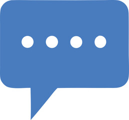Poster - Blue speech bubble with three white dots indicating loading or more text