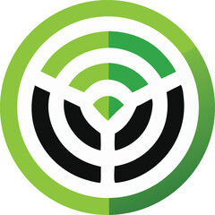 Poster - Abstract circular logo design with green and black concentric rings