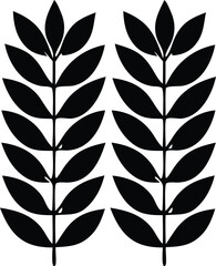 Poster - Pair of stylized black plant stems with elongated leaves