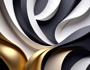 Poster - Dynamic abstract design digital art curved patterns high-contrast colors contemporary visual appeal