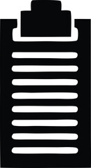 Poster - Simple black and white clipboard icon with lined paper illustration