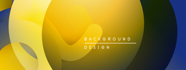 Poster - Abstract yellow, gold, navy shapes overlap. Modern design features gradient color transitions, text reads background design.