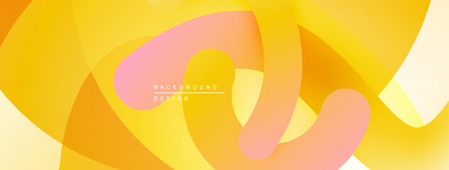 Aufkleber - Abstract yellow, orange, pink design. Smooth shapes overlap creating dynamic visual effect. Modern background for presentations, websites.