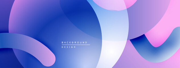 Aufkleber - Abstract fluid shapes blend, creating vibrant blue, purple gradients. Modern design evokes movement, depth, visual interest.