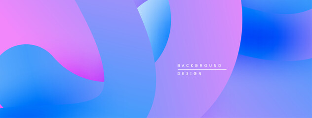 Aufkleber - Abstract fluid shapes blend vibrant blues, pinks, purples. Gradient colors create smooth transitions, modern design element.