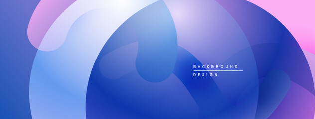 Aufkleber - Abstract fluid shapes blend, creating vibrant blue, purple, pink gradients. Modern design element for backgrounds, banners, presentations.