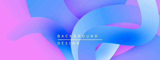 Poster - Abstract fluid shapes blend pink, purple, blue hues. Modern design evokes movement, energy, soft gradients. Background features text background, design.