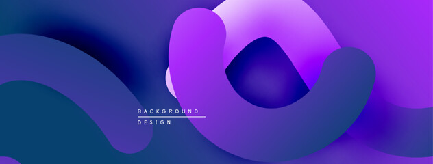 Aufkleber - Abstract fluid shapes, purple hues dominate. Gradient blends create dynamic visual effect. Modern design element for backgrounds.