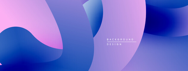 Aufkleber - Abstract fluid shapes blend purple, pink, blue hues. Gradient background creates modern design element. Minimalist aesthetic.