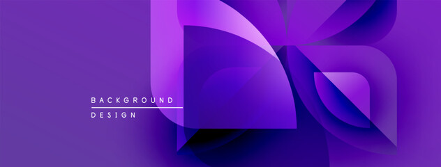 Aufkleber - Abstract purple design features layered shapes, gradients. Modern background suitable for digital projects, presentations. Minimalist aesthetic.