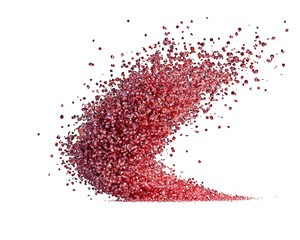 Poster - Swirling cloud of small red particles on black background