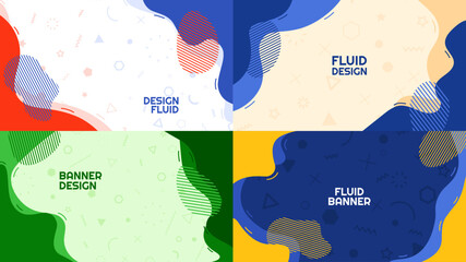 Poster - Vector illustration. Colorful childish background. Hand drawn memphis pattern doodle shapes and lines. Trendy abstract colorful style. Design elements for horizontal web banner, presentation template