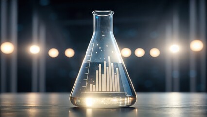 Aufkleber - Bubbling Liquid in Glass Flask with Scientific Graph Design