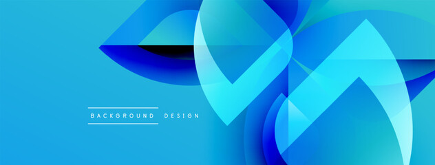 Aufkleber - Abstract blue design features flowing shapes, gradients. Modern aesthetic, dynamic composition, suitable background element.