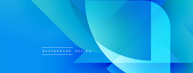 Poster - Abstract blue gradients create dynamic shapes. Modern design suggests technology, innovation, fluidity. Clean aesthetic for backgrounds, presentations.