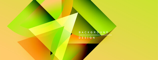Aufkleber - Abstract geometric shapes, vibrant colors blend. Yellow, green, orange hues create dynamic visual effect. Modern design element.