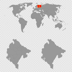  Montenegro Map Set with World Location.