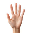 © Usman - A single human hand with fingers extended against a plain black background in a studio shot image
