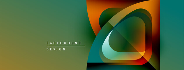 Fototapete - Abstract geometric design. Overlapping shapes create vibrant color gradients. Modern background suitable for banners, presentations.