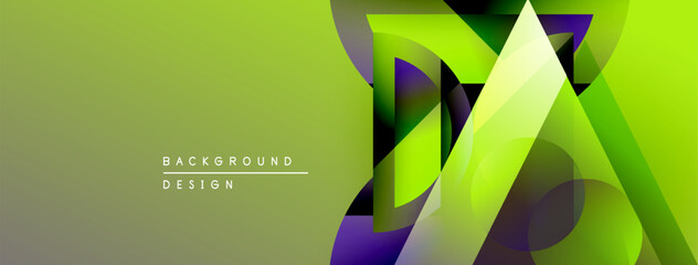 Poster - Abstract geometric design. Vibrant green, purple gradients create dynamic visual effect. Modern background suitable for digital projects.