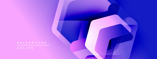 Aufkleber - Abstract geometric shapes overlap, creating dynamic purpleblue gradient. Modern design elements suggest technology, innovation.