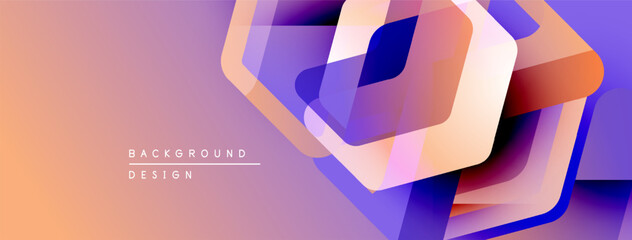 Poster - Abstract geometric shapes overlap, creating vibrant gradient effect. Soft orange, purple hues dominate design. Modern, dynamic composition.