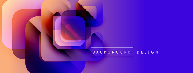 Poster - Abstract geometric shapes overlap, creating vibrant color gradients. Blue, purple, orange hues dominate design. Modern aesthetic.