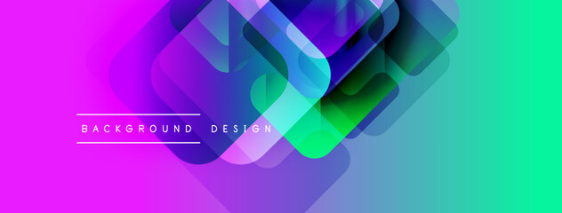 Fototapete - Abstract vibrant background. Overlapping shapes create dynamic gradient effect. Modern design elements suggest innovation, energy.