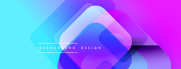 Poster - Abstract geometric shapes overlap. Gradient colors blend from blue to purple, creating dynamic visual effect. Modern design element.