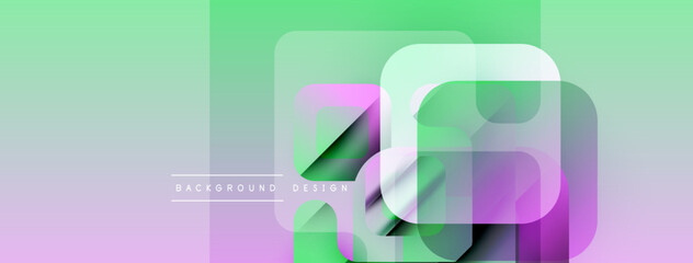 Poster - Abstract geometric shapes overlap, creating vibrant gradient background. Soft pastel colors blend smoothly, modern design element.
