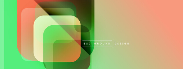 Poster - Abstract geometric background. Overlapping squares create modern, vibrant visual effect. Soft gradients, pastel colors dominate composition.