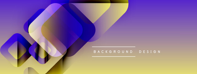 Poster - Abstract geometric shapes overlap, creating vibrant gradient effect. Purple, gold hues dominate design. Modern, stylish background.