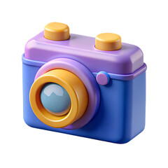 Poster - Cartoon camera icon 3d render isolated on transparent background