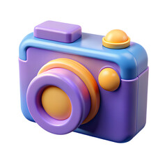 Poster - Cartoon camera icon 3d render isolated on transparent background