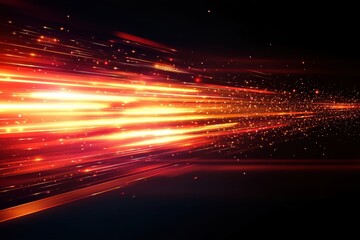 Poster - Bright orange streaks fly through the dark, sparkling with glowing embers. Use this for high-speed motion, technology, or energy concepts.