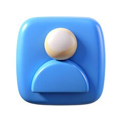 Poster - 3d blue user icon square button isolated on transparent background
