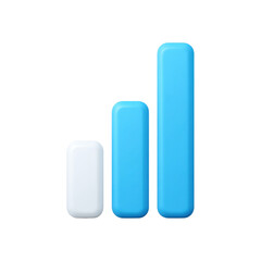 Poster - Modern abstract graph design representing growth and progress with three sleek blue bars against a minimalistic white background Transparent background or png