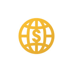 Poster - Golden Globe Icon with a Stylized Currency Symbol Representing Global Finance and Commerce Concepts Transparent background or png