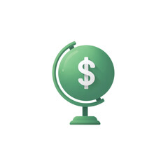 Poster - Green Globe with Dollar Symbol Representing Global Finance and Economy in Modern Design Transparent background or png