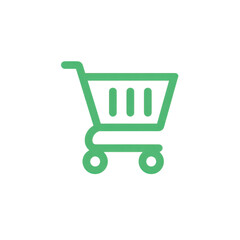 Poster - Green Shopping Cart Icon for E-Commerce and Online Retail Visual Representation Transparent background or png