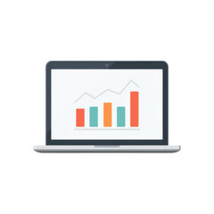 Poster - Computer Laptop Displaying Colorful Graphs and Charts Representing Business Growth and Financial Analysis in Modern Workspace Transparent background or png