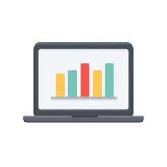 Poster - Colorful Bar Graph Displayed on Laptop Screen Illustrating Business Growth and Data Analysis Concepts Transparent background or png