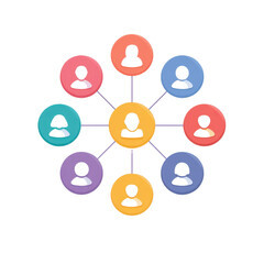 Poster - Colorful Social Network Diagram Representing Connections Among Individuals in a Collaborative Environment Transparent background or png