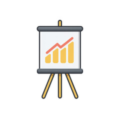 Poster - Professional Growth Chart on Presentation Board with Trend Line and Bar Graphs Representing Business Success and Data Analysis Transparent background or png