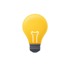 Poster - Bright Yellow Light Bulb with Simple Design, Symbolizing Creativity, Innovation, and Ideas in Modern Context Transparent background or png