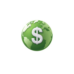 Poster - Global Economy Concept with Earth and Dollar Symbol Representing International Finance and Trade Transparent background or png