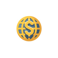 Poster - Golden Globe with Dollar Sign Symbolizing Global Economy and Financial Connections in Business World Transparent background or png