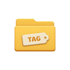 Poster - Yellow Folder with Tag Label for Document Organization and Digital File Management Concept Transparent background or png