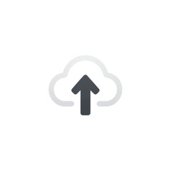 Poster - Simple Upload Icon with Cloud Symbol and Arrow Signifying Data Transfer in Modern Design Style Transparent background or png